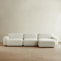 Capri Stone White 3 Pieces Modular Right Chaise Sofa