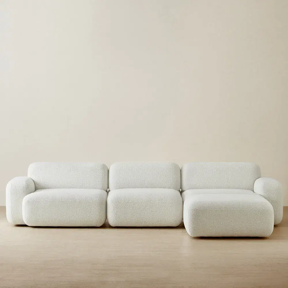 Capri Stone White 4 Pieces Sofa with Ottoman