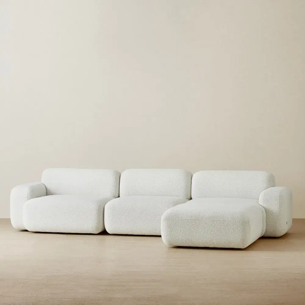Capri Stone White 4 Pieces Sofa with Ottoman