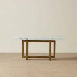 Grayson Brushed Bronze Dining Table with Statuario White Sintered Stone Top - 160x90cm