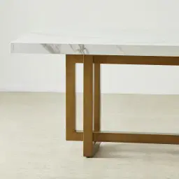 Grayson Brushed Bronze Dining Table with Statuario White Sintered Stone Top - 160x90cm