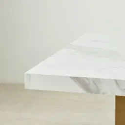 Grayson Brushed Bronze Dining Table with Statuario White Sintered Stone Top - 160x90cm