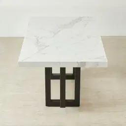 Grayson Black Dining Table with Statuario White Sintered Stone Top - 160x90cm