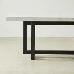 Grayson Black Dining Table with Statuario White Sintered Stone Top - 160x90cm