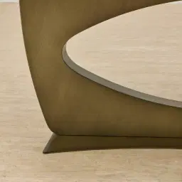 Aspen Statuario White Sintered Stone Curved Dining Table - Brushed Bronze Legs 270x118cm