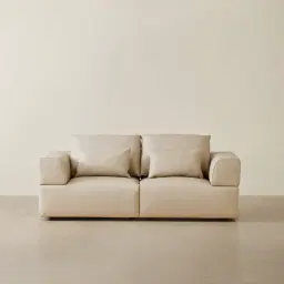 Riviera Almond Cream 2 Pieces Modular Leather Sofa