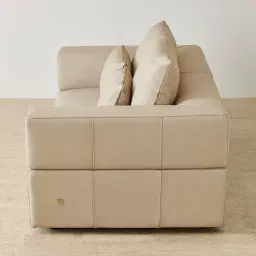 Riviera Almond Cream 2 Pieces Modular Leather Sofa