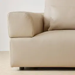 Riviera Almond Cream 2 Pieces Modular Leather Sofa