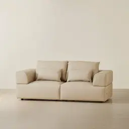 Riviera Almond Cream 2 Pieces Modular Leather Sofa