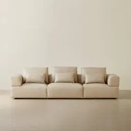 Riviera Almond Cream 3 Pieces Modular Leather Sofa