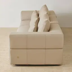 Riviera Almond Cream 3 Pieces Modular Leather Sofa