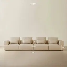 Riviera Almond Cream 4 Pieces Modular Leather Sofa