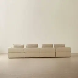 Riviera Almond Cream 4 Pieces Modular Leather Sofa