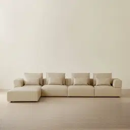 Riviera Almond Cream 5 Pieces Modular Leather Sofa