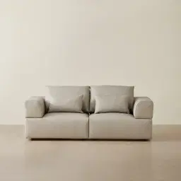 Riviera Milk Coffee 2 Pieces Modular Leather Sofa