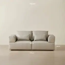 Riviera Milk Coffee 2 Pieces Modular Leather Sofa