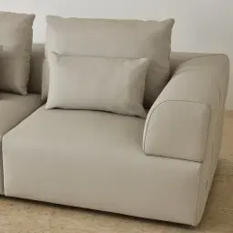 Riviera Milk Coffee 3 Pieces Modular Leather Sofa