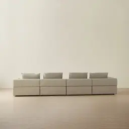 Riviera Milk Coffee 4 Pieces Modular Leather Sofa