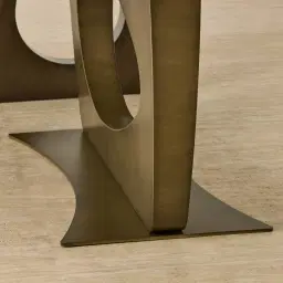 Aspen Statuario White Sintered Stone Curved Dining Table - Brushed Bronze Legs 240x118cm