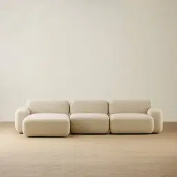 Capri Pearl Beige 3 Pieces Modular Left Chaise Sofa