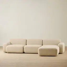 Capri Pearl Beige 4 Pieces Sofa with Ottoman