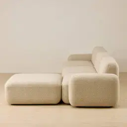 Capri Pearl Beige 4 Pieces Sofa with Ottoman