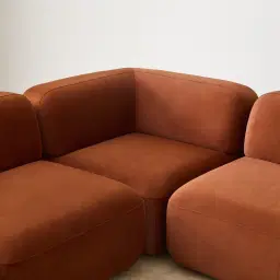 Capri Copper Brown Velveteen Modular Corner Sofa - Left Chaise