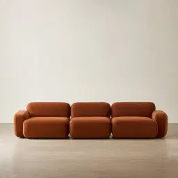 Capri Copper Brown Velveteen 3 Pieces Sofa