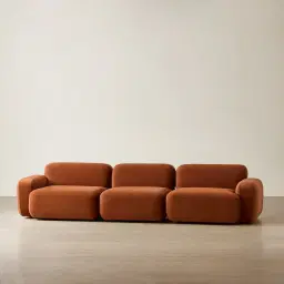 Capri Copper Brown Velveteen 3 Pieces Sofa