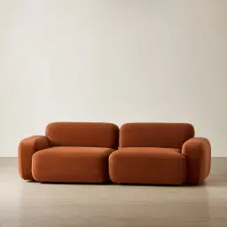 Capri Copper Brown Velveteen 2 Pieces Sofa