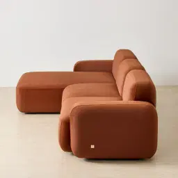 Capri Copper Brown Velveteen 3 Pieces Modular Left Chaise Sofa