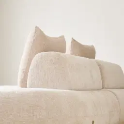 Soluna Powder White Chenille Fabric 6 Pieces Modular Corner Sofa with Left and Right Terminal
