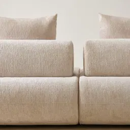 Soluna Powder White Chenille Fabric 6 Pieces Modular Corner Sofa with Left and Right Terminal