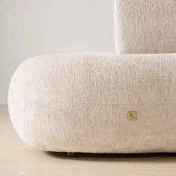 Soluna Powder White Chenille Fabric 6 Pieces Modular Corner Sofa with Left and Right Terminal