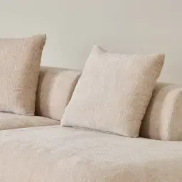 Soluna Powder White Chenille Fabric 6 Pieces Modular Corner Sofa with Left and Right Terminal