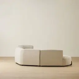 Calma Pearl Beige Fabric 4 Pieces Modular Corner Sofa with Right Arm and Left Cuddler