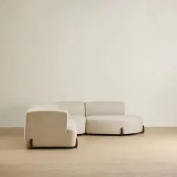 Calma Pearl Beige Fabric 4 Pieces Modular Corner Sofa with Left Arm and Right Cuddler