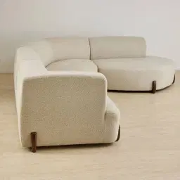 Calma Pearl Beige Fabric 4 Pieces Modular Corner Sofa with Left Arm and Right Cuddler