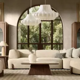 Calma Pearl Beige Fabric 4 Pieces Modular Corner Sofa with Left Arm and Right Cuddler