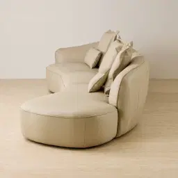 Spencer Almond Cream Leather 3 Pieces Modular Sofa with Left Arm and Right Terminal