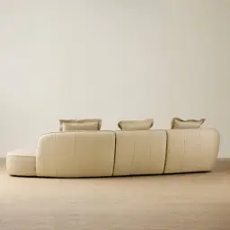 Spencer Almond Cream Leather 3 Pieces Modular Sofa with Left Arm and Right Terminal
