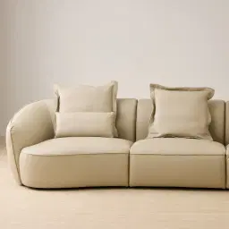 Spencer Almond Cream Leather 3 Pieces Modular Sofa with Left Arm and Right Terminal