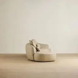 Spencer Almond Cream Leather 3 Pieces Modular Sofa with Right Arm and Left Terminal