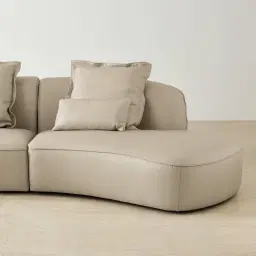 Spencer Milk Coffee Leather 3 Pieces Modular Sofa with Left Arm and Right Terminal