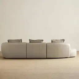 Spencer Milk Coffee Leather 3 Pieces Modular Sofa with Right Arm and Left Terminal