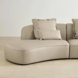 Spencer Milk Coffee Leather 3 Pieces Modular Sofa with Right Arm and Left Terminal