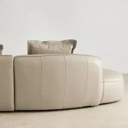 Spencer Milk Coffee Leather 3 Pieces Modular Sofa with Right Arm and Left Terminal