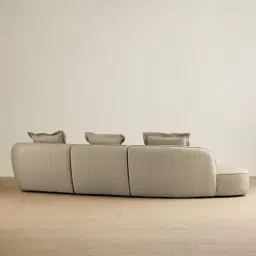 Spencer Milk Coffee Leather 3 Pieces Modular Sofa with Right Arm and Left Terminal