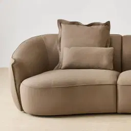 Spencer Coffee Brown Nubuck Leather 3 Pieces Modular Sofa with Left Arm and Right Terminal