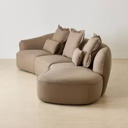 Spencer Coffee Brown Nubuck Leather 3 Pieces Modular Sofa with Left Arm and Right Terminal